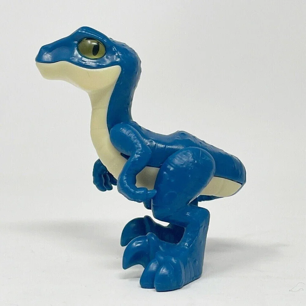 Jurassic Park BLUE Velociraptor‎ Dinosaur  Uni & Amblin Mini Figure Rare 3.5”